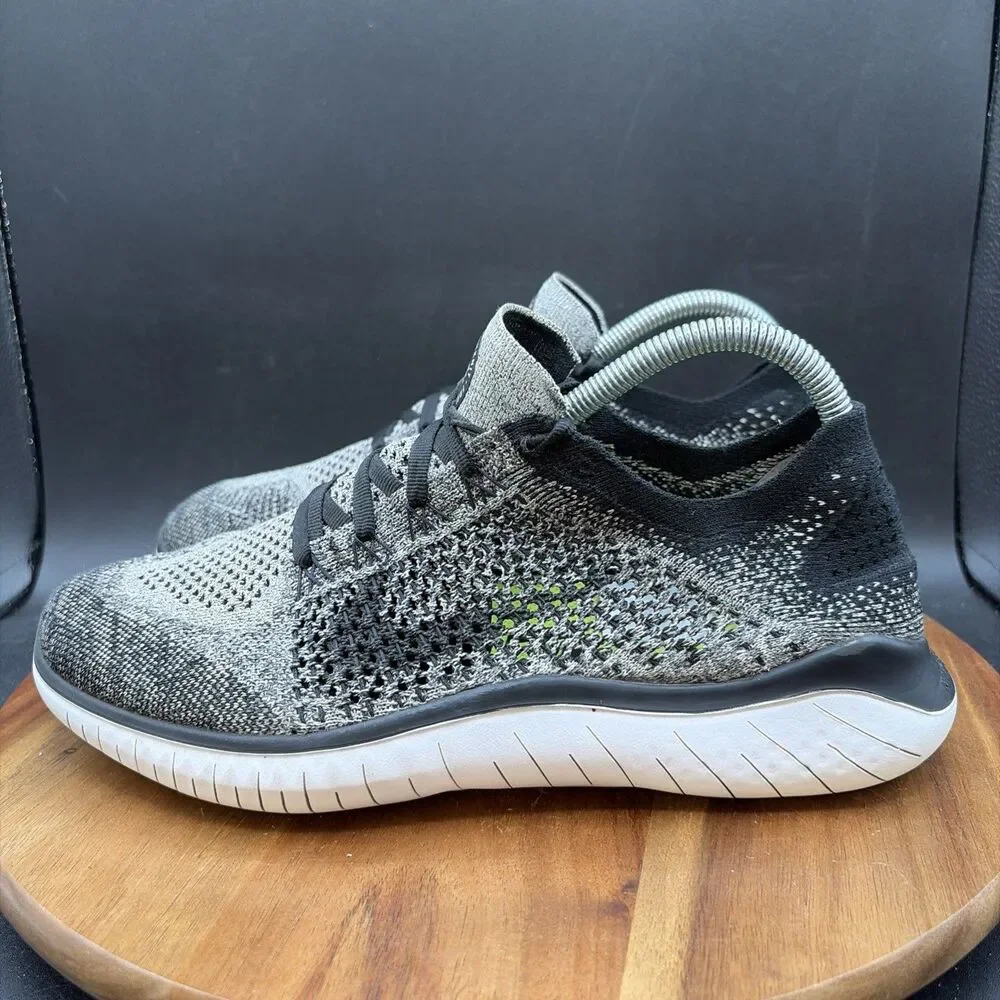 Nike Free RN Flyknit 2018 Men's Size 8 Running Shoes Black White Oreo